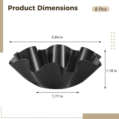 8 Pcs Taco Bowl Shell Maker, 4-Inch Nonstick Carbon Steel Taco Salad Bowl Molds, Wave Edge Design, Perfect for Baking, Frying, and Serving Snacks and Salads in Saudi Arabia