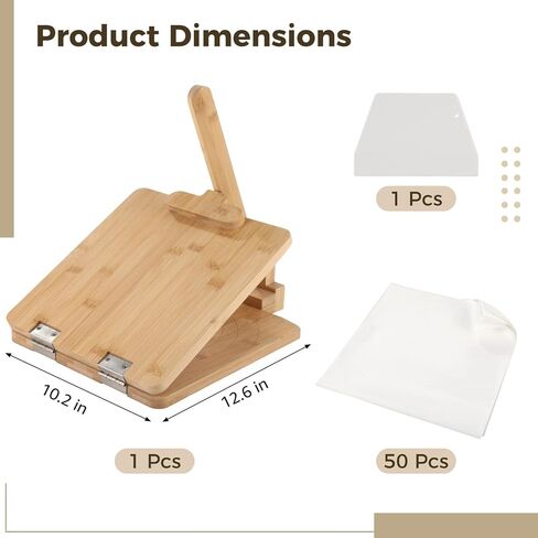 Wooden Tortilla Press, 10 in Mexican Tortilla Presser with Scraper & Papers, Natural Healthy Maker, Quick Shaping, Engraved with 4.5/6.5/8/10 in Scales, Easy to Use in Kuwait