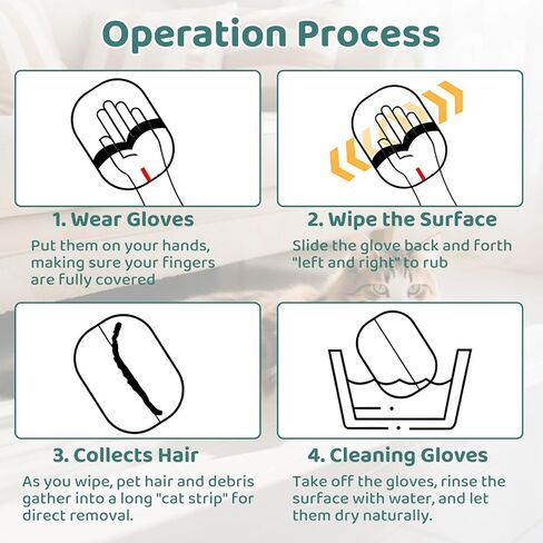 قفازات VINGVO الكهروستاتيكية لإزالة شعر الحيوانات الأليفة للقطط والكلاب، قطعة واحدة من قفازات إزالة شعر الحيوانات الأليفة الكهروستاتيكية مزدوجة الجوانب - قفاز تنظيف قابل لإعادة الاستخدام، أداة فرشاة، الأثاث، الأريكة، السجاد، مقعد السيارة in Kuwait