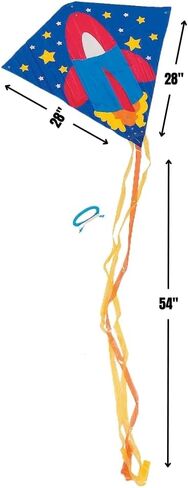 Assorted Flying Kite Pack by Fun Express - 28 x 28 with 54 in Tails - Assorted Styles and Colors - 200 feet of String with Handle - 12 Pieces in Saudi Arabia