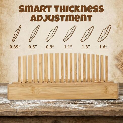 قطاعة خبز العجين المخمر للخبز محلي الصنع - دليل من الخيزران الفاخر بعرض 10.5 بوصة للأرغفة المستديرة الكبيرة والخبز الحرفي - هيكل نقر ثابت شديد التحمل مع صينية التقاط الفتات in Kuwait