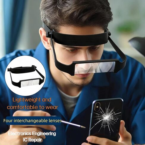 Jewelry Loupes Headband Magnifier 1.6X 2.0X 2.5X 3.5X Adjustable Eyeglasses Hands Free Head Magnifier Jewelry Magnifying Glass for Repair & Craft in Saudi Arabia