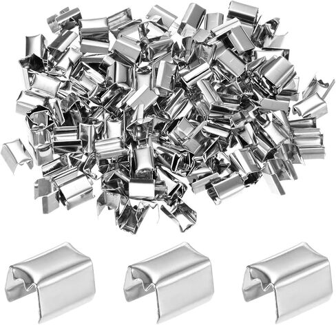 200-Pack Fold Over Crimp End Caps, 0.6 x 0.3in/ 15 x 8mm Crimp Fasteners Ribbon Ends with Clamps for Jewelry Making/Leather Decor/DIY/Bracelets, Belt Buckle End Tip [Silver] in Kuwait