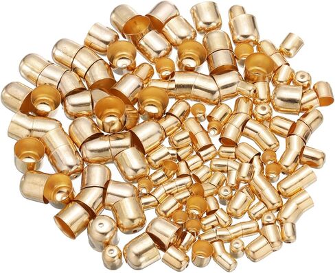 MECCANIXITY 100Pcs Tassel Leather Cords Buckle End Tip Cap, Leather & Metal Cord Ends Suede Fiber Crimps Beads Caps for Jewelry Making DIY Pendant Bracelet Necklace, White K (6x7/8x9/12x12mm) in Saudi Arabia