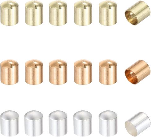 MECCANIXITY 120Pcs Leather Cord Ends Caps, Column End Caps 3.6mm ID Cord Terminators 14K Gold, Silver, Rose Gold Plated Brass for DIY Jewelry Making Findings Bracelet Necklace in Saudi Arabia