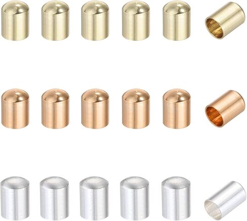 MECCANIXITY 120Pcs Leather Cord Ends Caps, Column End Caps 3.6mm ID Cord Terminators 14K Gold, Silver, Rose Gold Plated Brass for DIY Jewelry Making Findings Bracelet Necklace in Saudi Arabia