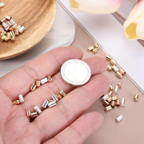 MECCANIXITY 120Pcs Leather Cord Ends Caps, Column End Caps 3.6mm ID Cord Terminators 14K Gold, Silver, Rose Gold Plated Brass for DIY Jewelry Making Findings Bracelet Necklace in Saudi Arabia