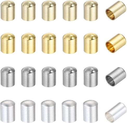 MECCANIXITY 120Pcs Leather Cord Ends Caps, Column End Caps 3.6mm ID Cord Terminators 14K Gold, Silver, Rose Gold Plated Brass for DIY Jewelry Making Findings Bracelet Necklace in Saudi Arabia
