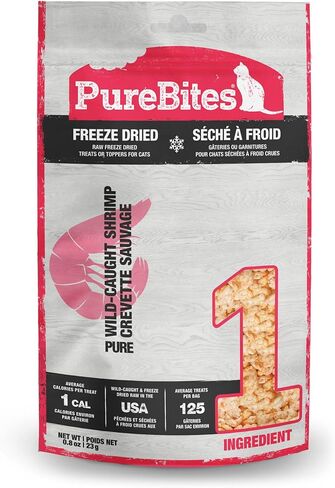 PureBites Shrimp Freeze Dried Cat Treats, 1 Ingredient, Made in USA, 0.8oz in Saudi Arabia