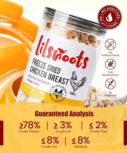 Freeze Dried Chicken Treats for Dogs Cats Single Ingredient Raw Chicken Breast Cube Pet Food Training Treats High Protein Low Fat Weight Control Grain&Gluten&Rawhide Free No Additives 4.6oz in Saudi Arabia