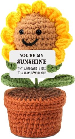 Sunshine Gifts for Best Friends, Positive Crochet Sunflower Gift for Sister, Coworkers, Bestie, Get Well Soon Gift Baskets for Women, Easter Basket Stuffers, Valentines Day Decorations for Office in Saudi Arabia