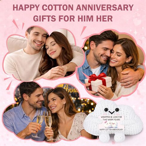 2 Year Cotton Anniversary Crochet Gifts for Him Her 2nd Anniversary Cotton Gifts for Husband Wife Positive Crochet 2 Year Present for Couple Valentines Day Gifts for Girlfriend Wedding Birthday in Saudi Arabia