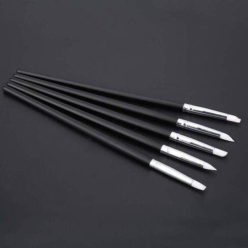 5 PCS Nail Art Sculpture Silicone Pen Kit, Wooden Painting 3D Effect Sculpture Cleaning Brush with Professional Use, for Clay Figurines Modelling in Saudi Arabia