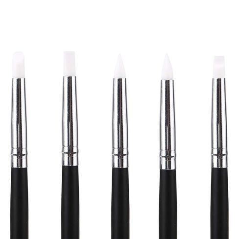 5 PCS Nail Art Sculpture Silicone Pen Kit, Wooden Painting 3D Effect Sculpture Cleaning Brush with Professional Use, for Clay Figurines Modelling in Saudi Arabia
