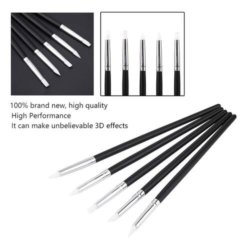 5 PCS Nail Art Sculpture Silicone Pen Kit, Wooden Painting 3D Effect Sculpture Cleaning Brush with Professional Use, for Clay Figurines Modelling in Saudi Arabia