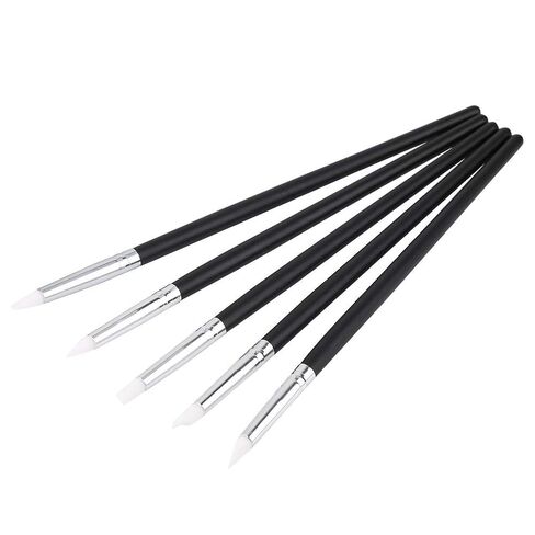 5 PCS Nail Art Sculpture Silicone Pen Kit, Wooden Painting 3D Effect Sculpture Cleaning Brush with Professional Use, for Clay Figurines Modelling in Saudi Arabia