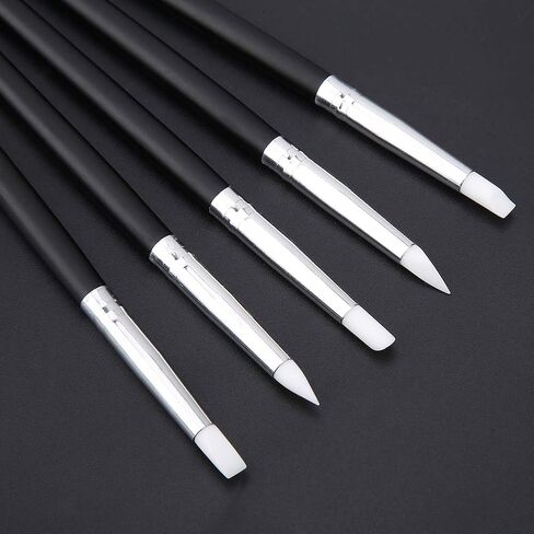 5 PCS Nail Art Sculpture Silicone Pen Kit, Wooden Painting 3D Effect Sculpture Cleaning Brush with Professional Use, for Clay Figurines Modelling in Saudi Arabia