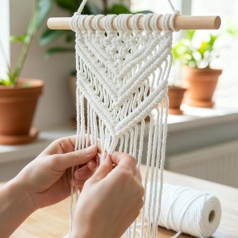 Macrame Cord 3mm x 110 Yards Colored Cotton Rope Knotting and Weaving Rope for Wall Hanging Home Decor Plant Hangers(Pure White) in Saudi Arabia