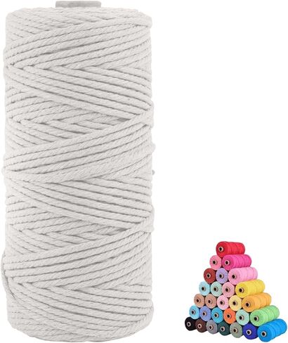 Macrame Cord 3mm x 110 Yards Colored Cotton Rope Knotting and Weaving Rope for Wall Hanging Home Decor Plant Hangers(Pure White) in Saudi Arabia