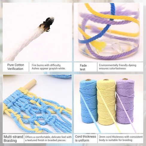 Macrame Cord 3mm x 110 Yards Colored Cotton Rope Knotting and Weaving Rope for Wall Hanging Home Decor Plant Hangers(Pure White) in Saudi Arabia
