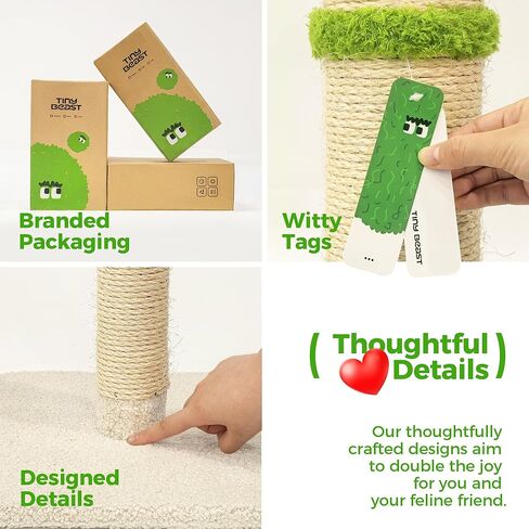 TINYBEAST 34" Tall Cat Scratching Post, Cat Scratcher Featuring Natural Sisal Rope, Cat Tree with Interactive Plush Toy Ball and Stable Base for Indoor Large Adult Cats & Kittens in Saudi Arabia