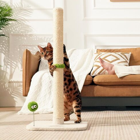 TINYBEAST 34" Tall Cat Scratching Post, Cat Scratcher Featuring Natural Sisal Rope, Cat Tree with Interactive Plush Toy Ball and Stable Base for Indoor Large Adult Cats & Kittens in Saudi Arabia