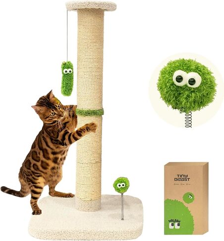 TINYBEAST 34" Tall Cat Scratching Post, Cat Scratcher Featuring Natural Sisal Rope, Cat Tree with Interactive Plush Toy Ball and Stable Base for Indoor Large Adult Cats & Kittens in Saudi Arabia
