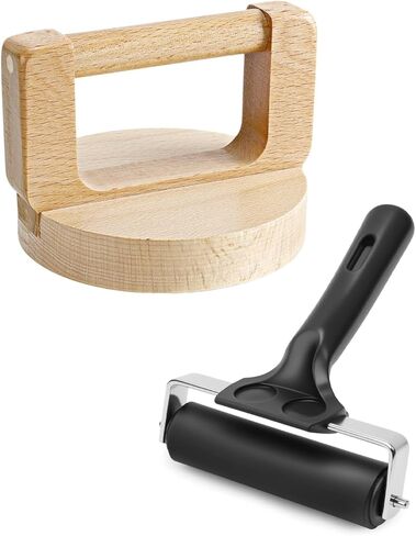 UCEC 1+1 Pack Block Printing Baren and Rubber Brayer Roller Set, 4 Inch Brayer Rollers for Crafting, Handheld Printing Baren Tool for Printmaking, Inking, Stamping, Linocut & Craft Projects in Saudi Arabia