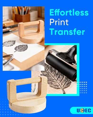 UCEC 1+1 Pack Block Printing Baren and Rubber Brayer Roller Set, 4 Inch Brayer Rollers for Crafting, Handheld Printing Baren Tool for Printmaking, Inking, Stamping, Linocut & Craft Projects in Saudi Arabia