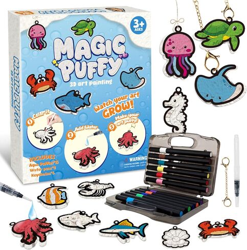 Artnedu Magic Puffy Paint Kit for Kids Foam Texture Painting Set with 12 Colors Pens (Ocean Creature) in Kuwait