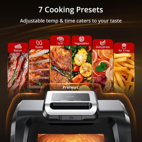 7-in-1 Indoor Grill & Air Fryer Combo with View Window, 1750W Electric Grill up to 450°F, Nonstick Removable Plates, Even Heating, Includes Silicone Tongs, 4QT Capacity in Saudi Arabia