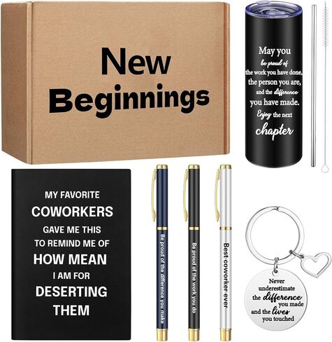 Geiserailie 7 Pcs Farewell Gifts for Coworkers New Beginnings Gifts for Women Retirement Leaving 20 oz Tumbler Notebook Pens Keychains New Beginnings Basket for Women Housewarming Teacher(Pink) in Saudi Arabia