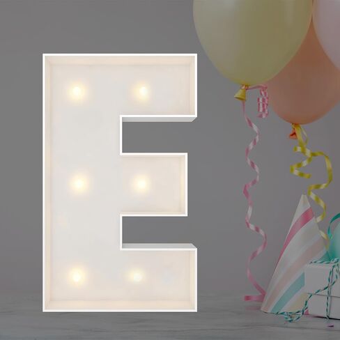 JoyBox Design 2FT Marquee Light Up Letters Numbers، إطار بالون فسيفساء، ديكور حفلات لأعياد الميلاد، الزفاف، الذكرى السنوية، التخرج - حرف E in Kuwait