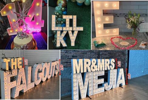 JoyBox Design 2FT Marquee Light Up Letters Numbers، إطار بالون فسيفساء، ديكور حفلات لأعياد الميلاد، الزفاف، الذكرى السنوية، التخرج - حرف E in Kuwait