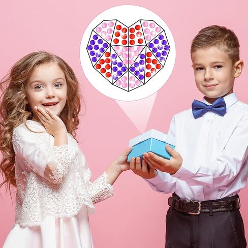 Qyeahkj 8 Pcs Valentine's Arts Crafts Kit DIY Heart Gems Diamond Suncatcher Crafts for Kids Valentines Gemstones Painting Gifts Exchange for Kids Aged 4 6 8 10 12 for Home School Party Decor in Saudi Arabia