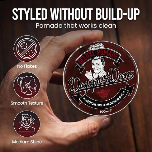 Dapper Dan Deluxe Pomade, Medium Hold Medium Shine Hair Pomade for Men, Versatile and Flexible Water Based Pomade, for a Professional Look, 1 x 50ml in Saudi Arabia