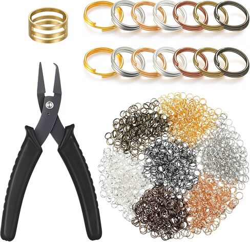 Hotop 1402 Pieces Split Jump Rings Set, Double Closed Jump Ring Multi Color Jewelry with Craft Loop Opener and Split Ring Plier for DIY Necklace Bracelet Craft Making(Multi Colors) in Saudi Arabia