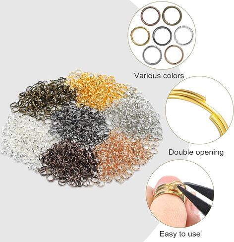 Hotop 1402 Pieces Split Jump Rings Set, Double Closed Jump Ring Multi Color Jewelry with Craft Loop Opener and Split Ring Plier for DIY Necklace Bracelet Craft Making(Multi Colors) in Saudi Arabia