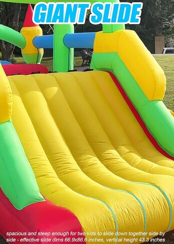 Whubefy Inflatable Bounce House Obstacle Course for Big Kids 3-6 8-12 with Large Slide, Racing Crawl Tunnels, Giant Bouncy Castle with 680W Blower for Backyard Outdoor 18.0x8.2x6.6 ft in Saudi Arabia