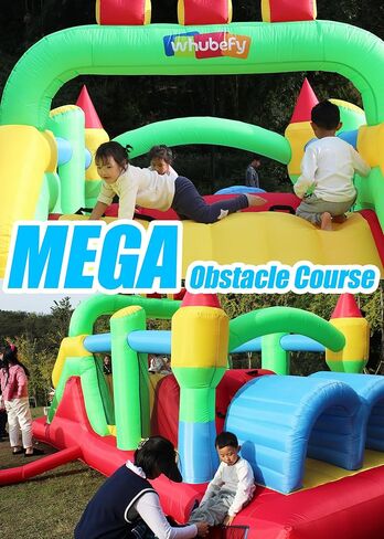 Whubefy Inflatable Bounce House Obstacle Course for Big Kids 3-6 8-12 with Large Slide, Racing Crawl Tunnels, Giant Bouncy Castle with 680W Blower for Backyard Outdoor 18.0x8.2x6.6 ft in Saudi Arabia