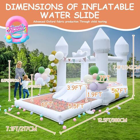 12.5FTx7.1FT أبيض قابل للنفخ ترتد قلعة قابلة للنفخ مع منزلق وكرة سباحة ألعاب داخلية وخارجية للأطفال النشطين تستخدم للمنتجات القابلة للنفخ لحفلات أعياد الميلاد وزينة العطلات in Kuwait