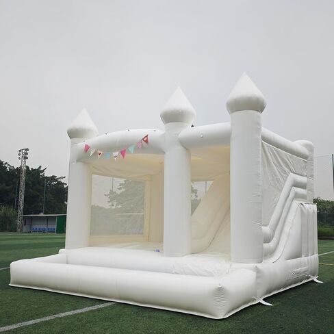 12.5FTx7.1FT أبيض قابل للنفخ ترتد قلعة قابلة للنفخ مع منزلق وكرة سباحة ألعاب داخلية وخارجية للأطفال النشطين تستخدم للمنتجات القابلة للنفخ لحفلات أعياد الميلاد وزينة العطلات in Kuwait