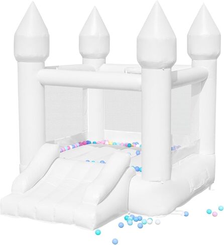 منزل ترتد PVC، منزل ترتد للأطفال 3-6 مع منفاخ ومنزلق، قلعة نطاط وردي للأطفال الصغار 1-3 داخلي في الهواء الطلق، 8.9 قدم طول × 6 قدم عرض × 7.1 قدم ارتفاع، منزل نطاط لطيف لحفلتك in Saudi Arabia