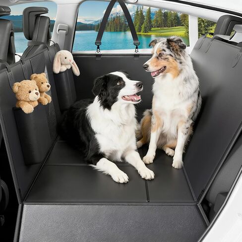 Back Seat Extender for Dogs, Hard-Bottom Waterproof Dog Car Seat Cover, PU Leather Backseat Bridge Platform, 2026 Upgraded Material, Anti-Slip, Durable, Holds 400lbs, Easy to Install (Black) in Saudi Arabia