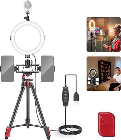 Neewer Advanced 18-inch LED Ring Light Support Manual Touch Control with LCD Screen, 2.4G Remote and Multiple Lights Control, 3200-5600K, Stand Included for Makeup YouTube Video Blogger Salon (Black) in Kuwait
