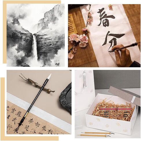 مجموعة 30 قطعة من فرش الخط الصيني للكتابة والرسم بالألوان المائية وفرش الحبر مع حامل فرشاة الخيزران القابل للطي وأقلام فرشاة رسم سومي اليابانية للمبتدئين في هدية عاشق الخط كانجي in Kuwait