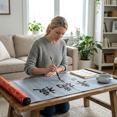 Magic Canvas Paint with Water – Reusable Calligraphy Cloth for Adults, Mess-Free Chinese Calligraphy Practice Set with Traditional Brocade Design, No Ink Needed(RED) in Saudi Arabia