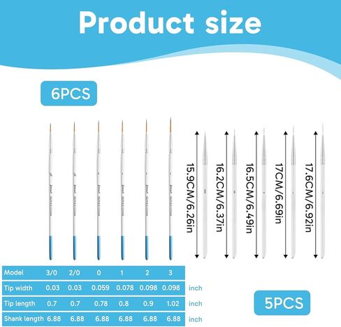 11 PCS Liner Brushes,Line Brush Set Liner Brushes for Painting, Flexible Detail Paintbrushes for Watercolor, Acrylic, Miniature Art and Model Painting, Professional Use in Kuwait