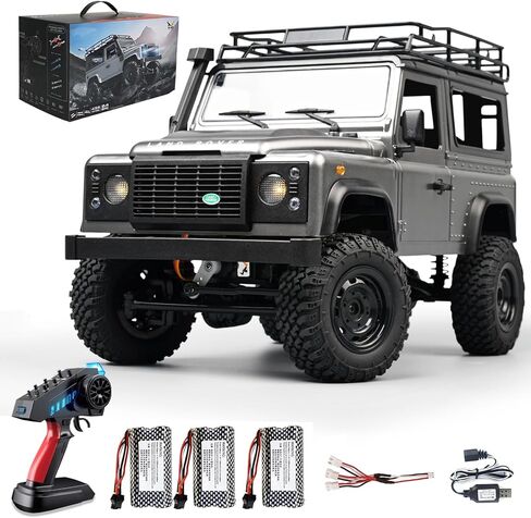 MN99S RC Rock Crawler، مقياس 1:12 D90 Land Rover Defender 4WD للطرق الوعرة RC مع 3 قطع بطاريات 1200 مللي أمبير، نظام تعليق 280 محرك 4 وصلات مطور in Kuwait