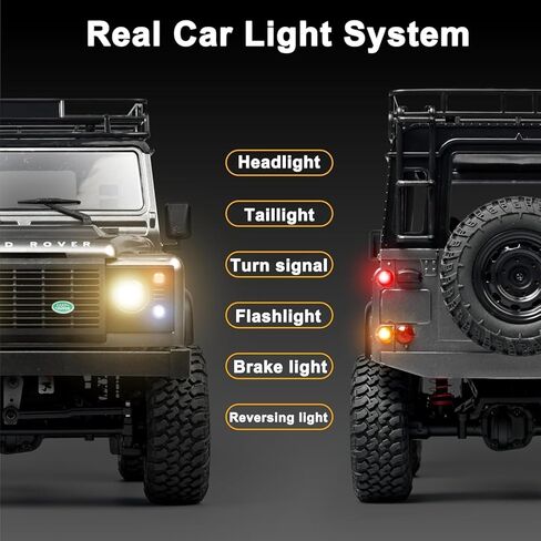 MN99S RC Rock Crawler، مقياس 1:12 D90 Land Rover Defender 4WD للطرق الوعرة RC مع 3 قطع بطاريات 1200 مللي أمبير، نظام تعليق 280 محرك 4 وصلات مطور in Kuwait